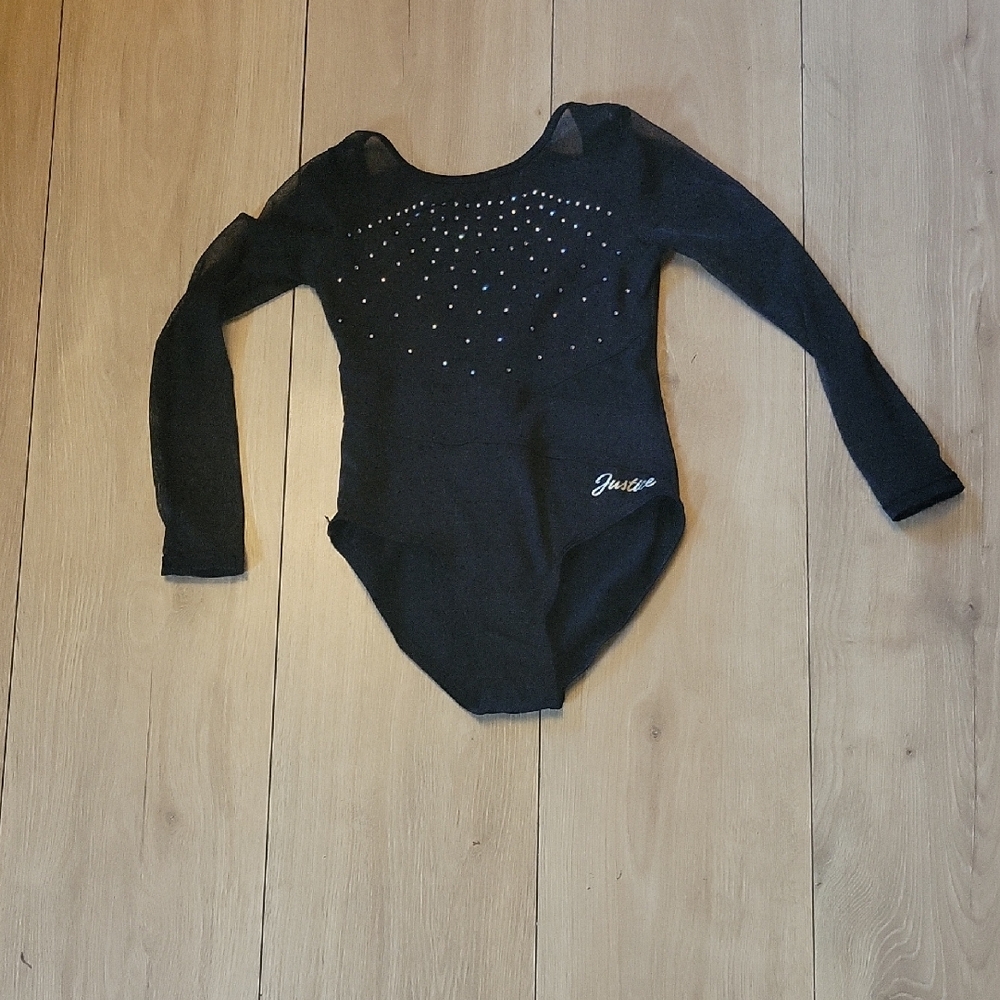Justice Black Sparkle Long Sleeve Bodysuit